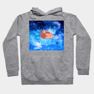 Sloth Loves Pig Night Sky Hoodie